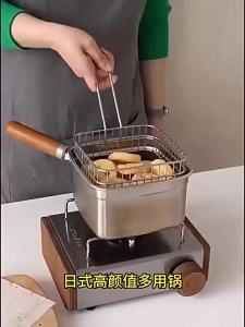 [SG Stock]Stainless Steel Multi-Function Deep Fryer Pot 2500ML with Steamer Basket for Kitchen
