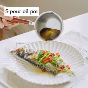 Brightbling Milk Pot Non Stick Small Cooking Pot Wooden Handle Stainless Steel Melting Pot