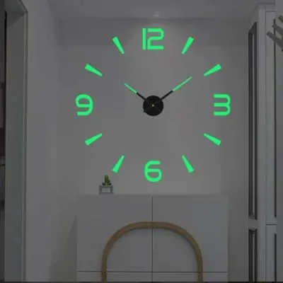 PROMO TERBATAS QPT MALL JAM DINDING 3D STIKER DLY LUMINOUS WALL CLOCK JAM DINDING DIGITAL BERCAHAYA - 40CM | COD