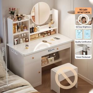 Dressing Table with Drawers Organization Dresser with Led Light Mirror Nordic Home Bedroom Multi-Functional Vanity