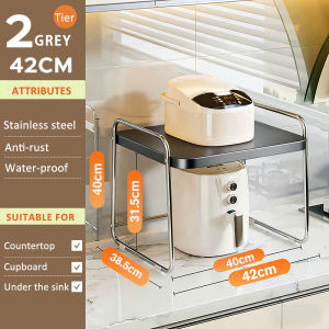 SJorage Microwave Stand with Pull Out Shelf Heavy-Duty Stainless Steel Kitchen Storage Rack Organizer