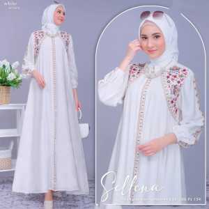 Sellena Dress Pollo Linen Apk Bordir Dress dewasa terbaru 2025 Dress brodir Dress lebaran terbaru
