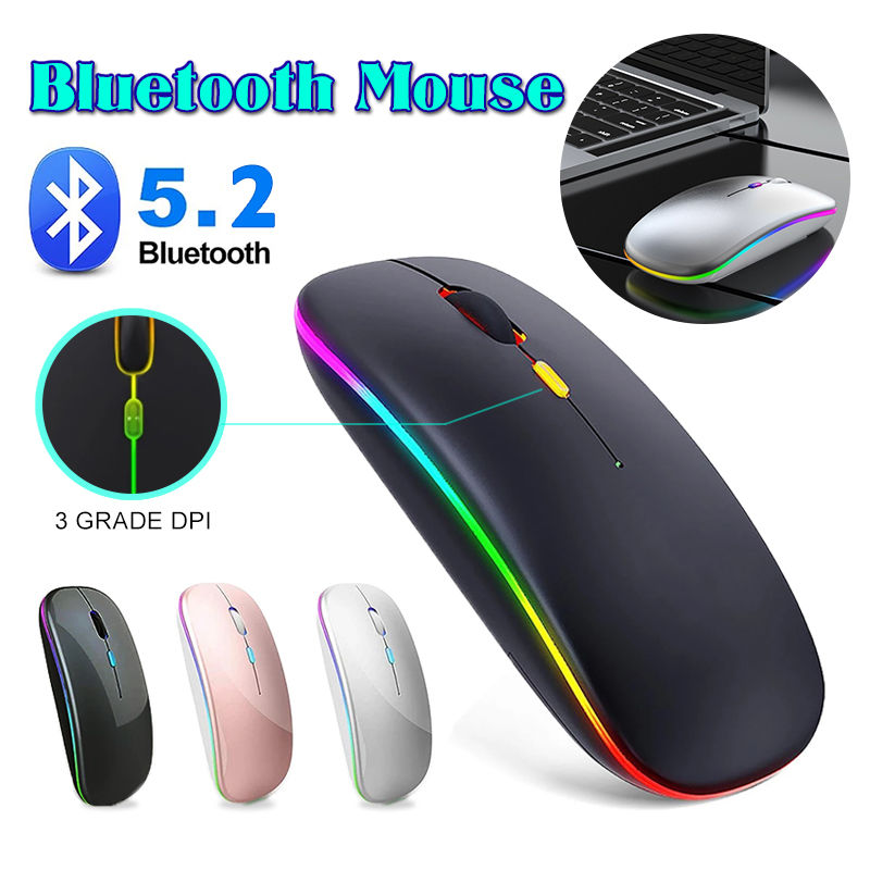Wireless Mouse Rechargeable Silent LED Backlit Mice USB+Bluetooth Dual Mode Tetikus PC Laptop Computer Mous 2.4Ghz Receiver Optical Mice