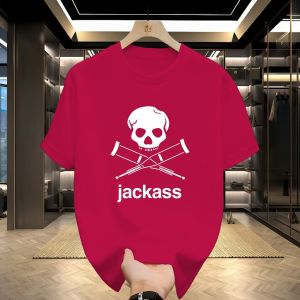 Jackass Skeleton Crutches Logo Tshirt Lalaki Babae Fashion Oversized maikling manggas T-shirt .C