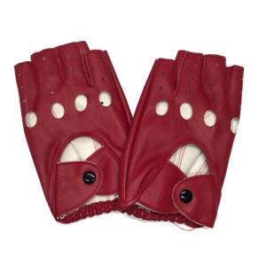 Edgy Perforated Leather Gloves Open Finger Design Gothic Rocker Style Night Event Photo Props