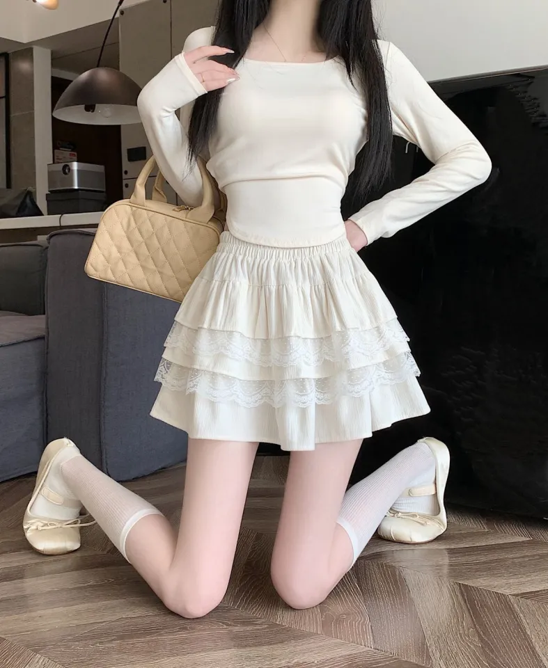 Puffy skirt high waist slim a-line short skirt versatile with