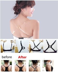 Lady Sugar3Pcs/Set Hide Bra Strap Non-slip Buckle Adjust Enhance Cleavage Clip Clear Nude Black []