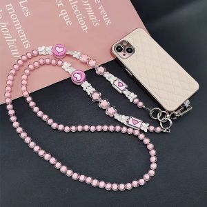 PWT16 Bear Crossbody Phone Strap Beads Bowknot Phone Neck Straps Bag Chain Charm Mobile Phone Lanyard Phone Case Hanging