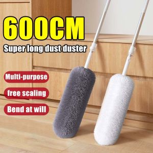 ✨600cm✨AMIGOGO Adjustable Microfiber Feather Dust Duster Dusting with Telescopic Pole Stainless Steel Long Handle Wall Window Household Dusting Brush For Cleaning Telescopic Retractable Duster Car Windshield Washable Anti Static Duster