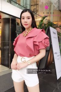 CHIC-B03 เสื้อแขนกุหลาบ มีไซส์สาวอวบ เสื้อผู้หญิง เสื้อทำงาน เสื้อผ้าแฟชั่น แฟชั่นผู้หญิง ชุดออกงานสาวอวบ