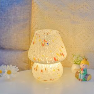 B B Mushroom Lamp Night Lamp Bedroom Bedside Lamp Glass Table Lamp Vintage Study Sleep Table Lamps