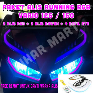 PAKETAN LED ALIS RGB VARIO 125 150 LAMPU ALIS RUNNING BONUS DEVIL EYE TIDAK BERBINTIK
