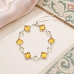 SINLISH Elegant Yellow Crystal Bracelet Natural Crystal Fashion Jewelry
