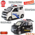 Diecast Miniatur Mainan Mobil Mobilan Anak Wuling Police Swat Mini Car 4 Door Open Suara & Lampu Menyala. 