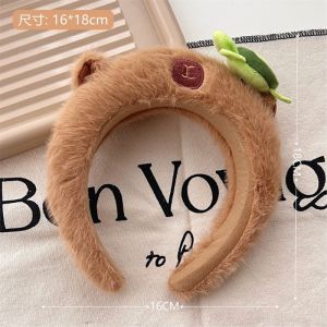 Creative Kawaii Capybara Plush Hairbands Headband for Girl Woman Cute Cartoon Capybara Wash Face Make Up Headband