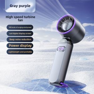Handheld Fan with 100-Level Surging Wind Power & LED Digital Display - Lightweight & Portable