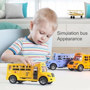 R1A9M With Sounds School Bus Model Toy Alloy Exquisite Simulate Car Model Lights Boys Toys ABS Car Bus Model Birthday Gift