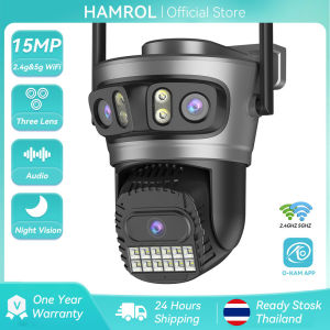 Hamrol Three Lens 15MP PTZ WiFi Camera 5G&2.4HZ AI Auto tracking monitoring Alarm Wireless Network CCTV O-KAM App