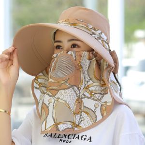 Breathable Detachable Hat with Face Cover for Women Ideal for Spring and Summer Outdoor Activities Perfect for Sun Protection Tea Picking and Shoulder Covering Featuring High-Quality Fabric and Broad Brim.