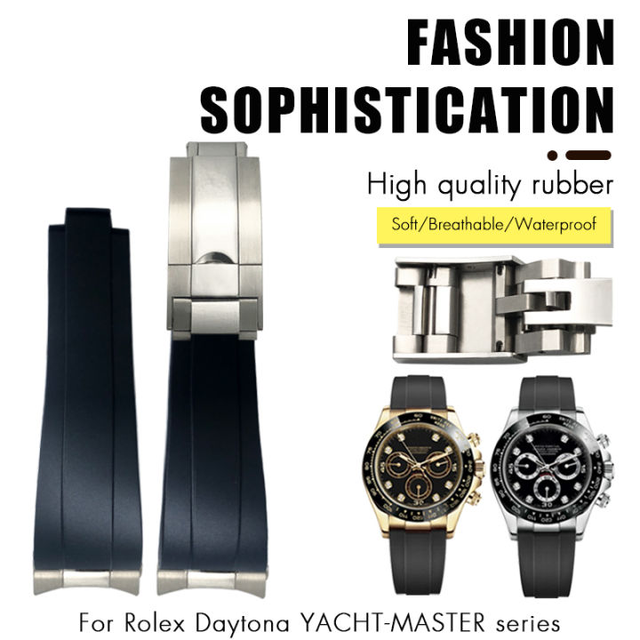 20mm 21mm Rubber Short Buckle Watchband Fit for Rolex Daytona
