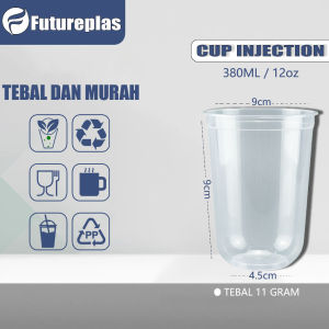 【CUP 50 pcs】Cup Injection 12oz / 380ml THINWALL CUP / THINWALL CUP PLASTIK TEBAL MURAH
