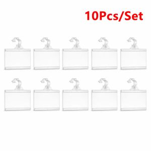 ANQII 10Pcs Translucent Price Tag Holder Snapon Lockon Plastic Sign Card Holder Portable Hanging Plastic Hang Tag Retail Store Display