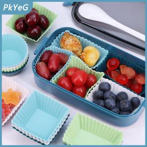 PkYeG 12PCS tái sử dụng Silicone cupcake nướng ly không dính Muffin Lót khuôn Bộ Bento Hộp Ăn Trưa ngăn Pastry khuôn bánh