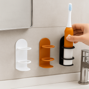 MAYNN 2Pcs Iron Electric Toothbrush Holder Wall Mounted Punch-Free Toothbrush Stand Minimalist Style with Drainage Toothbrush Organizer For Home