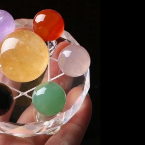 Natural crystal feng shui seven star array natural color crystal ball plus decorative board base