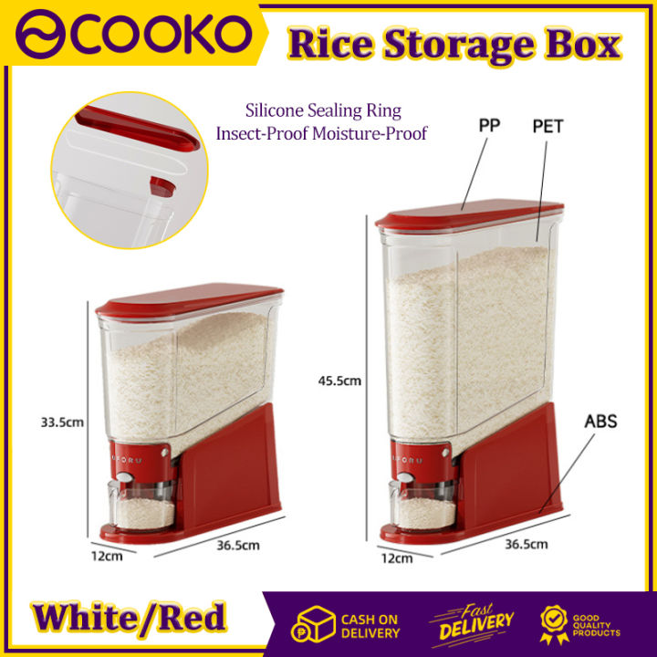 10KG Rice Containers Dispenser Exclusive 12CM Width Fully Transparent ...