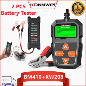 KONNWEI KW208 12-Volt Battery Testing Tester for 100-2000CCA 30-220AH Lead-Acid /EFB/ Sealed Absorbed Glass Mat (AGM) Battery with 5 Types of Cranking Test, Deep Cycle Test, and Fault Detection
