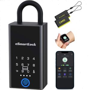 Lock Box for Keys with Code Fingerprint RFID Smart Bluetooth Key Hider Outdoor Waterproof Combination Lockbox for Realtor Hosts Keys Safe Storage Hide a Key Door Hanging & Wall Mount