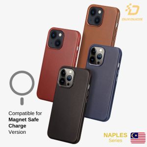 DUX NAPLES Leather Case for iPhone 14 13 Pro Max 14 Plus Magnetic Genuine Leather Cover Shockproof Casing