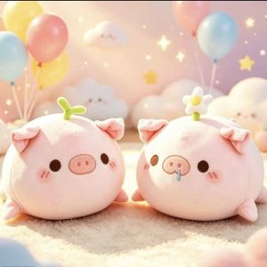 MODERNLUX Lying Posture Plush Pink Pig Toy Comfortable Soft Plush Doll Cute Throw Pillow Bedroom