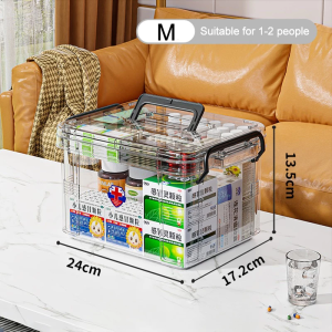 MEILKEA Transparent First Aid Box Household Medicine Box Large Capacity Transparent Medical Storage