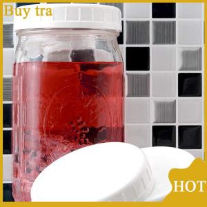 [Buytra] ฝาปิดขวดน้ำดื่มบรรจุกระป๋องเมสันสีขาวขนาด70มม. 86มม. ฝาปิดพลาสติกเส้นผ่านศูนย์กลางด้านในฝาปิดแบบไม่มีโครงสำหรับเปลี่ยนขนาด10ชิ้น