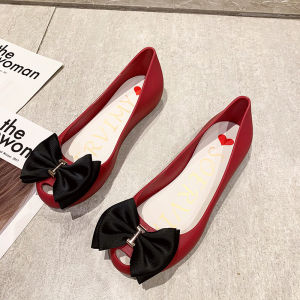 [Free Shipping] WomenS Jelly Shoes With Open Toe Flat Bottom Waterproof Non-Slip Style Plastic Non-Slip Height-Increasing Low-Top Single Shoes