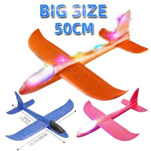 Large LED Airplane Aeroplane Toy Light Foam Outdoor Throwing Flying Glider Hand Throw Educational Plane Toy