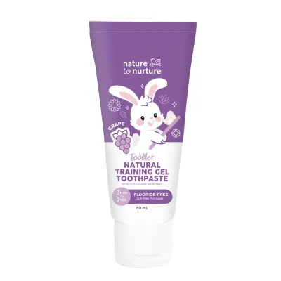 Nature to Nurture Toddler Training Gel Toothpaste (3-24 mos) | Fluoride-Free & Safe to Swallow for Babies | Grape Flavor