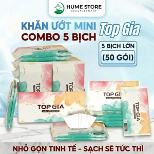 Khăn Ướt Mini TopGia 10 Gói X 8 Tờ Không Mùi Không Cồn Không Parabens An Toàn Cho Mẹ Và Bé
