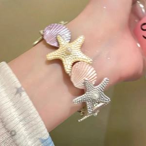 Dopamine starfish shell bracelet female colorful summer niche design unique holiday wind bracelet seaside jewelry tide