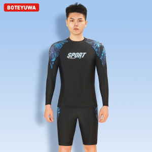 ชุดว่ายน้ำ 2 ชิ้นแขนยาวขายาวป้องกันรังสี UV มีซิปที่คอ มีฟองน้ำ  ชุดว่ายน้ำสีพื้น ทรงสปอต ใส่ได้ทั้งชายและหญิง รุ่น D5992