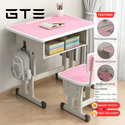 GTE Adjustable Desk and Chair Set Student Learning Table for Home Kindergarten to Secondary School Set Meja Dan Kerusi - Fulfilled by GTE SHOP
