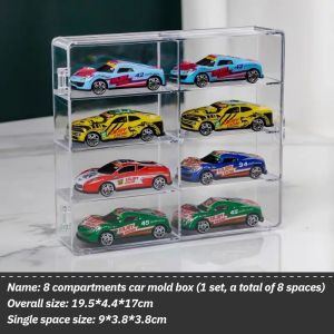 1:64 Acrylic Car Organizer Display Case Hotwheels Die Cast Toy Storage Box Transparent Compartment
