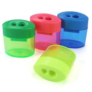 Pack Of 4 Double Hole Pencil Sharpeners With Lid Convenient Handheld Design For Kids Students School Office Home Use