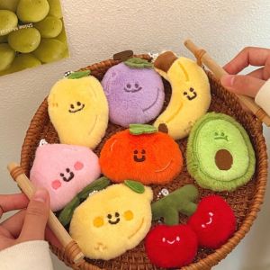 LIAOYING Cartoon Fruit Plush Doll Keychain Avocado Lemon Cherry Mango Peach Banana Bag Pendant  Cute Stuffed Pendant Birthday Gifts