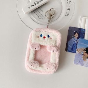 GIORGIONE Cat Pig Yellow Duck Bear Cartoon Photocard Holder Korean Style Idol Card Sleeve Plush Animal Card Cover Fluffy Animals Bus Card Holder Lady/Girls
