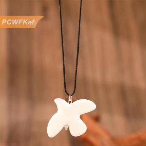 【PCWFKef】 สร้อยคอเซรามิกสีขาวแสนสวยสำหรับผู้หญิงสร้อยคอนกพิราบวินเทจเครื่องประดับแฟชั่นสำหรับงานเลี้ยงของขวัญ
