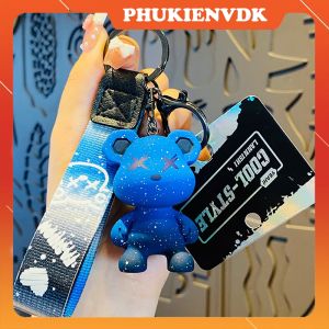 Móc Chìa Khóa Gấu BearBrick Ombre Đỏ Xám Dễ Thương MK2