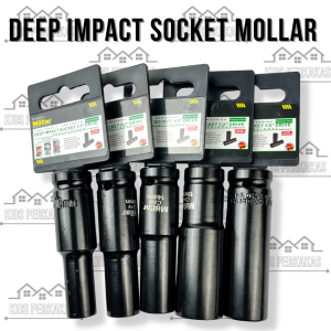 Mollar Deep Impact Socket Shock Sock Sok Panjang 1/2 Inch Eceran Satuan 8mm/10mm /12mm/14mm/17mm/19mm/22mm/24mm- Mata Sok Panjang 8 mm - 24 mm